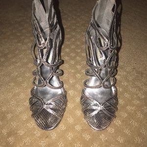 Silver strappy heels